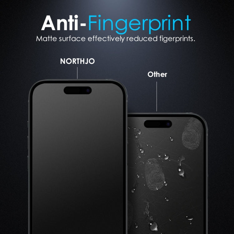 For iPhone 16 Pro NORTHJO Matte Silkscreen Anti-Fingerprint Tempered Glass Film