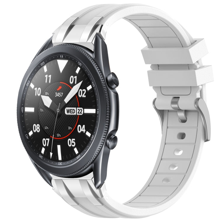 For Samsung Galaxy Watch 3 45mm 22mm Quick Release Silver Buckle Royal Silicone Watch Band(White) - free shipping - PMC TechLife - Order now!