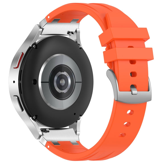 For Samsung Galaxy Watch 3 45mm 22mm Quick Release Silver Buckle Royal Silicone Watch Band(Orange)
