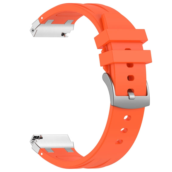 For Samsung Galaxy Watch 3 45mm 22mm Quick Release Silver Buckle Royal Silicone Watch Band(Orange)