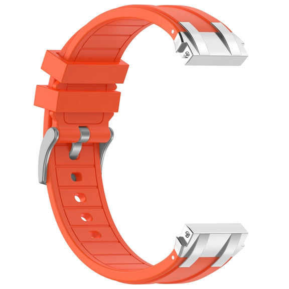 For Samsung Galaxy Watch 3 45mm 22mm Quick Release Silver Buckle Royal Silicone Watch Band(Orange)