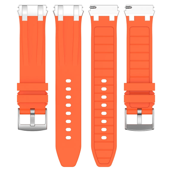 For Samsung Galaxy Watch 3 45mm 22mm Quick Release Silver Buckle Royal Silicone Watch Band(Orange)