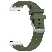 For Samsung Galaxy Watch 3 45mm 22mm Quick Release Silver Buckle Royal Silicone Watch Band(Olive Green)