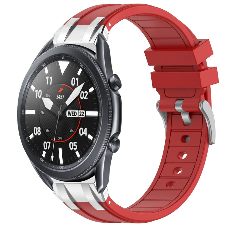 For Samsung Galaxy Watch 3 45mm 22mm Quick Release Silver Buckle Royal Silicone Watch Band(Red) - free shipping - PMC TechLife - Order now!