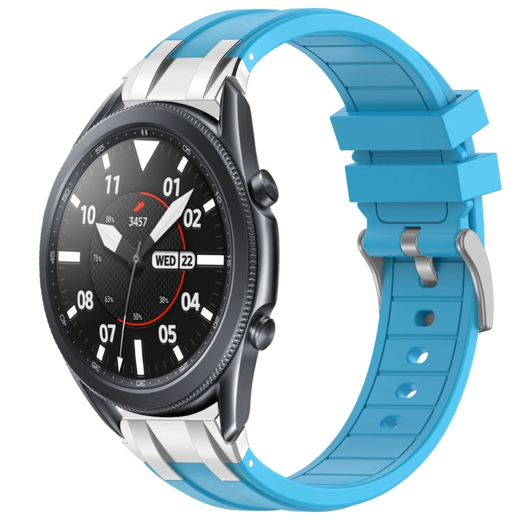 For Samsung Galaxy Watch 3 45mm 22mm Quick Release Silver Buckle Royal Silicone Watch Band(Sky Blue) - free shipping - PMC TechLife - Order now!