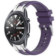 For Samsung Galaxy Watch 3 45mm 22mm Quick Release Silver Buckle Royal Silicone Watch Band(Purple)
