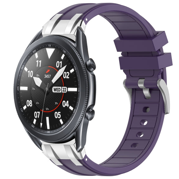 For Samsung Galaxy Watch 3 45mm 22mm Quick Release Silver Buckle Royal Silicone Watch Band(Purple)