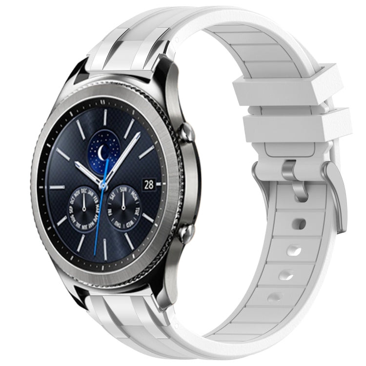 For Samsung Galaxy Gear S3 Classic 22mm Quick Release Silver Buckle Royal Silicone Watch Band(White) - free shipping - PMC TechLife - Order now!