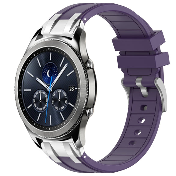 For Samsung Galaxy Gear S3 Classic 22mm Quick Release Silver Buckle Royal Silicone Watch Band(Purple)