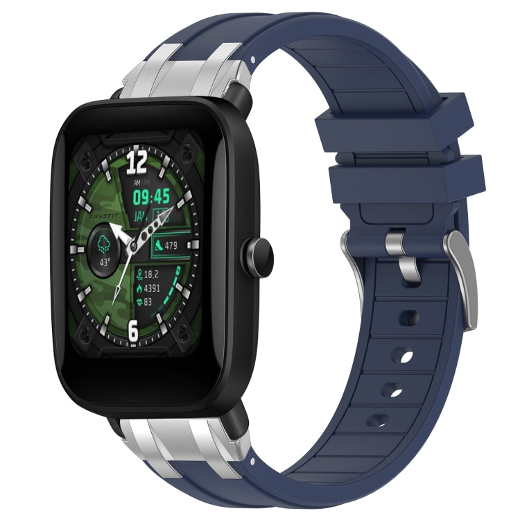 For Amazfit Bip U 20mm Quick Release Silver Buckle Royal Silicone Watch Band(Navy Blue) - free shipping - PMC TechLife - Order now!
