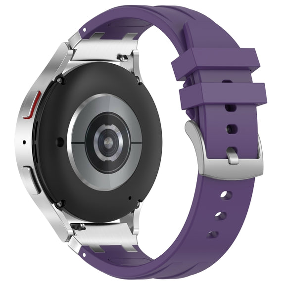 For Amazfit Bip U 20mm Quick Release Silver Buckle Royal Silicone Watch Band(Purple)