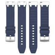 For Amazfit Bip3 Pro 20mm Quick Release Silver Buckle Royal Silicone Watch Band(Navy Blue)