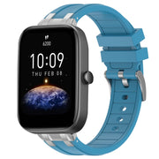 For Amazfit Bip3 Pro 20mm Quick Release Silver Buckle Royal Silicone Watch Band(Sea Blue)