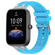 For Amazfit Bip3 Pro 20mm Quick Release Silver Buckle Royal Silicone Watch Band(Sky Blue)
