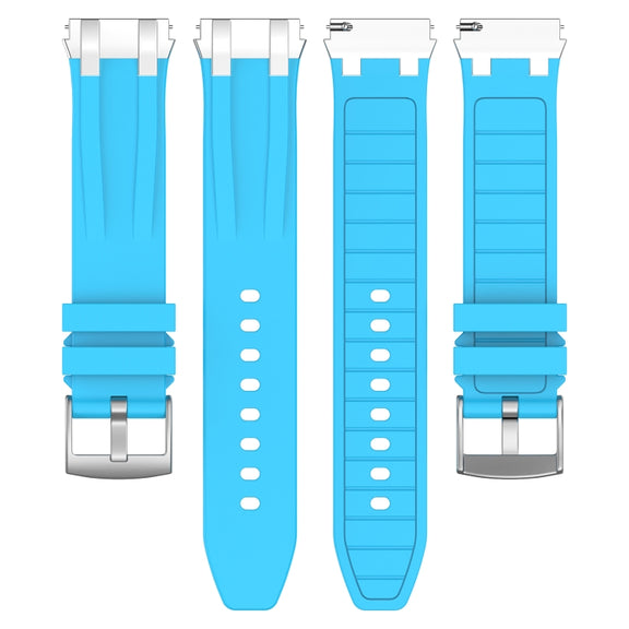 For Amazfit Bip3 Pro 20mm Quick Release Silver Buckle Royal Silicone Watch Band(Sky Blue)