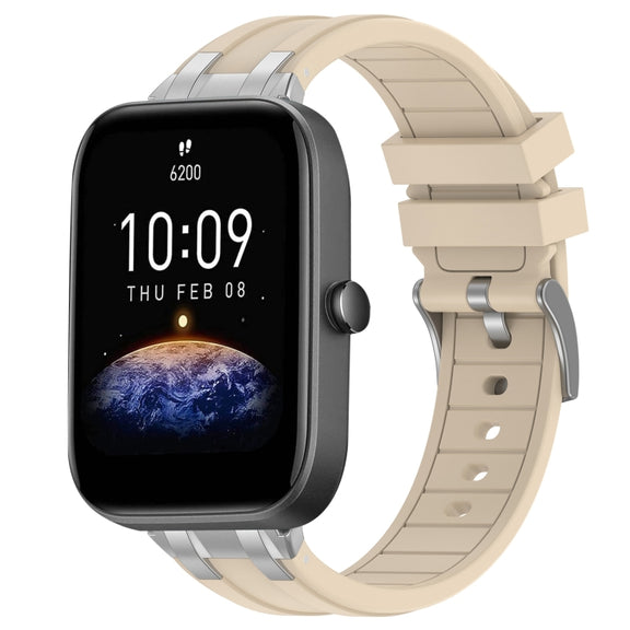 For Amazfit Bip3 Pro 20mm Quick Release Silver Buckle Royal Silicone Watch Band(Starlight)