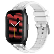 For Amazfit Active 20mm Quick Release Silver Buckle Royal Silicone Watch Band(White)