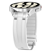For Amazfit Active 20mm Quick Release Silver Buckle Royal Silicone Watch Band(White)