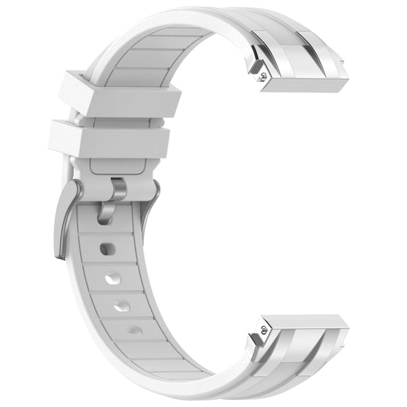 For Amazfit Active 20mm Quick Release Silver Buckle Royal Silicone Watch Band(White)
