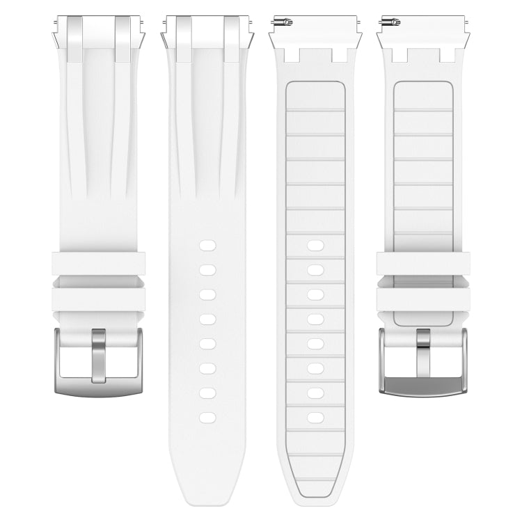 For Amazfit Active 20mm Quick Release Silver Buckle Royal Silicone Watch Band(White)