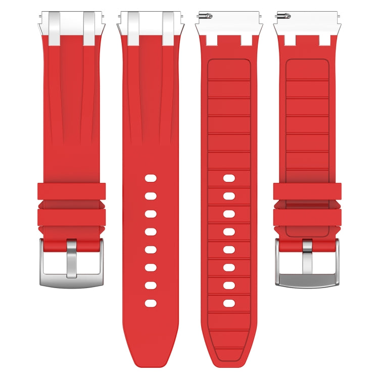 For Amazfit Active 20mm Quick Release Silver Buckle Royal Silicone Watch Band(Red)