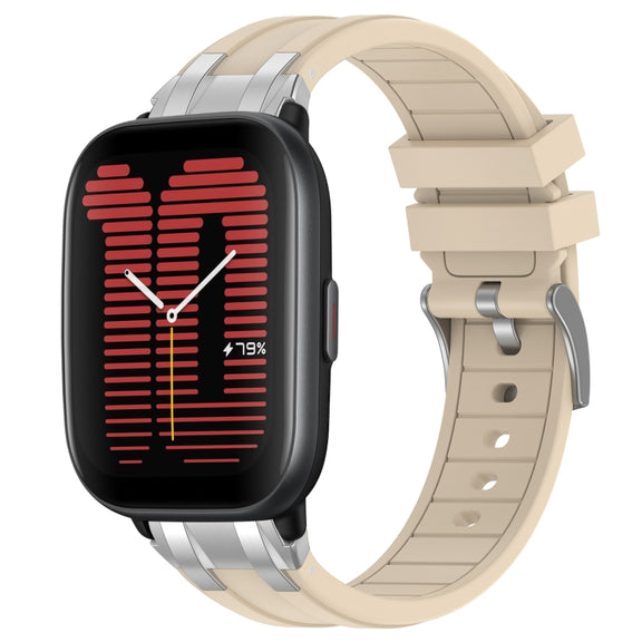 For Amazfit Active 20mm Quick Release Silver Buckle Royal Silicone Watch Band(Starlight)