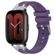 For Amazfit Active 20mm Quick Release Silver Buckle Royal Silicone Watch Band(Purple)