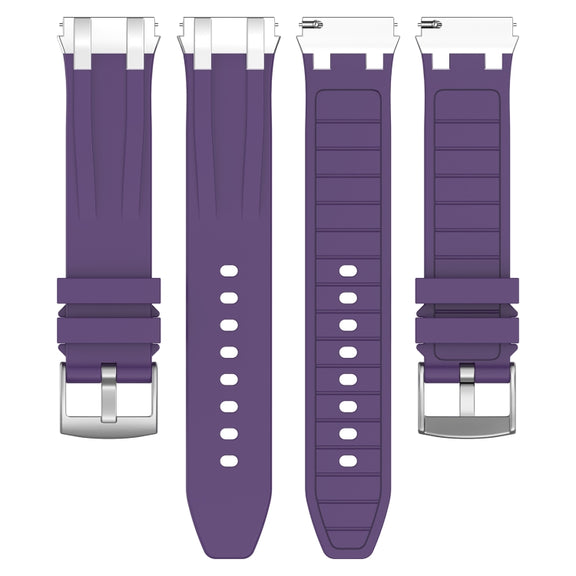 For Amazfit Active 20mm Quick Release Silver Buckle Royal Silicone Watch Band(Purple)