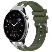 For Amazfit GTR Mini 20mm Quick Release Silver Buckle Royal Silicone Watch Band(Olive Green)