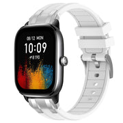 For Amazfit GTS4 Mini 20mm Quick Release Silver Buckle Royal Silicone Watch Band(White)