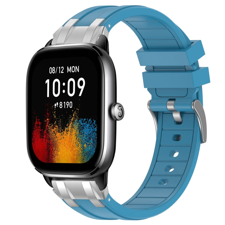 For Amazfit GTS4 Mini 20mm Quick Release Silver Buckle Royal Silicone Watch Band(Sea Blue) - free shipping - PMC TechLife - Order now!