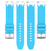 For Amazfit Bip3 20mm Quick Release Silver Buckle Royal Silicone Watch Band(Sky Blue)