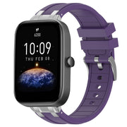 For Amazfit Bip3 20mm Quick Release Silver Buckle Royal Silicone Watch Band(Purple)