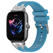 For Amazfit GTS 3 20mm Quick Release Silver Buckle Royal Silicone Watch Band(Sea Blue)