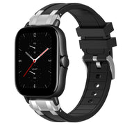 For Amazfit GTS 2e 20mm Quick Release Silver Buckle Royal Silicone Watch Band(Black)