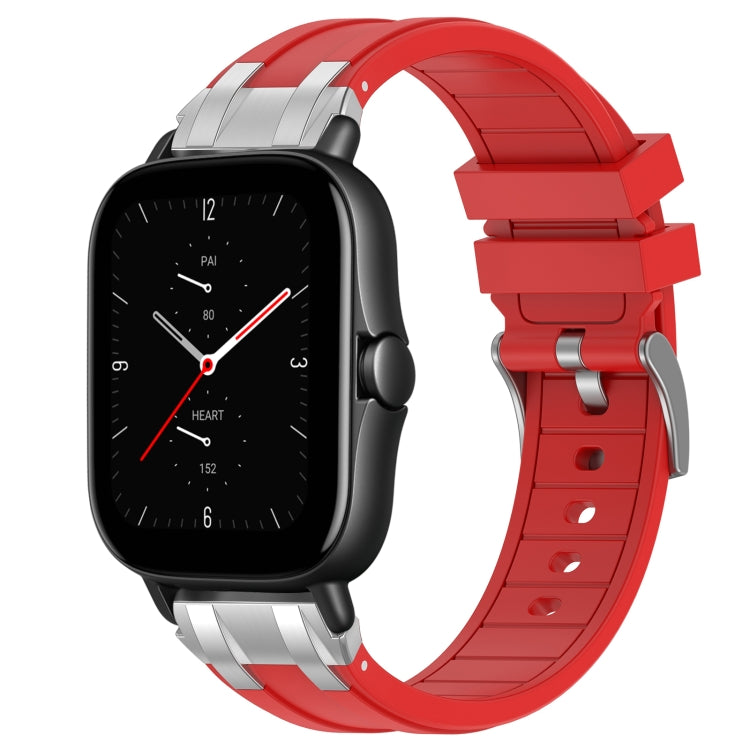 For Amazfit GTS 2e 20mm Quick Release Silver Buckle Royal Silicone Watch Band(Red) - free shipping - PMC TechLife - Order now!