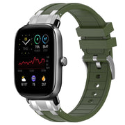 For Amazfit GTS 2 Mini 20mm Quick Release Silver Buckle Royal Silicone Watch Band(Olive Green)