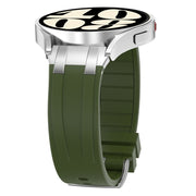 For Amazfit GTS 2 Mini 20mm Quick Release Silver Buckle Royal Silicone Watch Band(Olive Green)