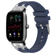 For Amazfit GTS 2 Mini 20mm Quick Release Silver Buckle Royal Silicone Watch Band(Navy Blue)