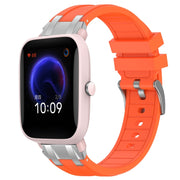 For Amazfit Pop Pro 20mm Quick Release Silver Buckle Royal Silicone Watch Band(Orange)