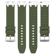 For Amazfit Pop Pro 20mm Quick Release Silver Buckle Royal Silicone Watch Band(Olive Green)