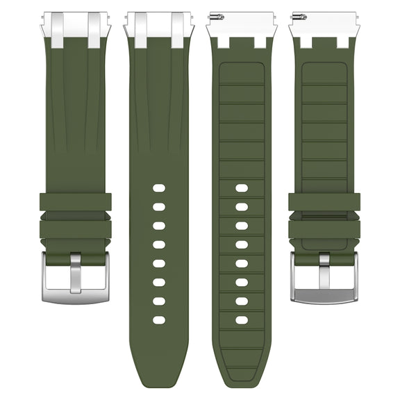 For Amazfit Pop Pro 20mm Quick Release Silver Buckle Royal Silicone Watch Band(Olive Green)