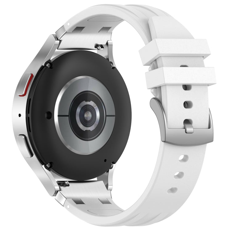 For Amazfit Pop 20mm Quick Release Silver Buckle Royal Silicone Watch Band(White)