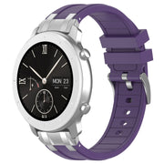 For Amazfit Pop 20mm Quick Release Silver Buckle Royal Silicone Watch Band(Purple)