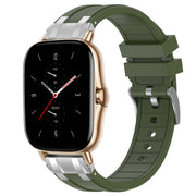 For Amazfit GTS 2 20mm Quick Release Silver Buckle Royal Silicone Watch Band(Olive Green)