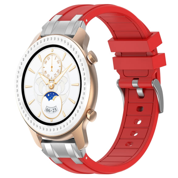 For Amazfit GTR 42mm 20mm Quick Release Silver Buckle Royal Silicone Watch Band(Red)