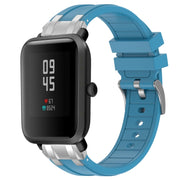For Amazfit Bip S 20mm Quick Release Silver Buckle Royal Silicone Watch Band(Sea Blue)