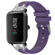 For Amazfit Bip S 20mm Quick Release Silver Buckle Royal Silicone Watch Band(Purple)