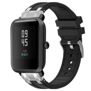 For Amazfit Bip Lite 20mm Quick Release Silver Buckle Royal Silicone Watch Band(Black)