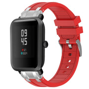 For Amazfit Bip Lite 20mm Quick Release Silver Buckle Royal Silicone Watch Band(Red)